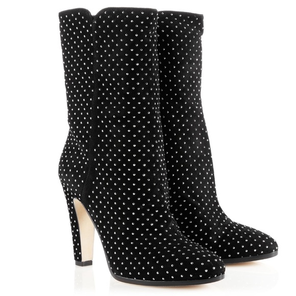 Jimmy Choo Shoes - Jimmy Choo Tari Black Suede Studded Boots (37)